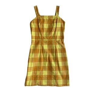 Yellow and Orange Plaid Spring Summer Sun Dress